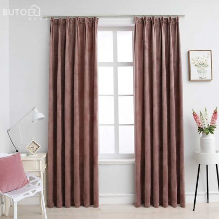 vidaXL 2 db antik rózsaszín sötétítőfüggöny kampókkal 140 x 225 cm