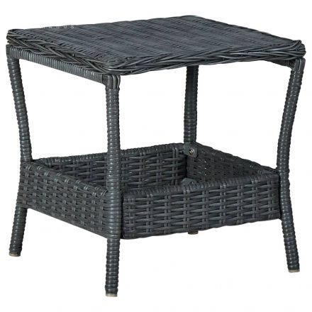 vidaXL sötétszürke polyrattan kerti asztal 45 x 45 x 46,5 cm 