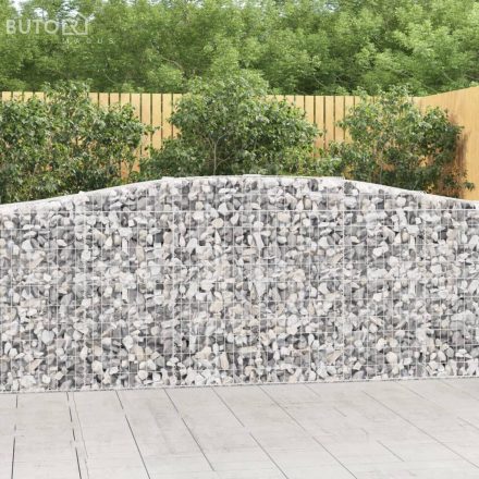 vidaXL 4 db íves horganyzott vas gabion kosár 400x50x100/120 cm