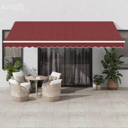 vidaXL burgundi vörös automata kihúzható LED-es napellenző 450x350 cm