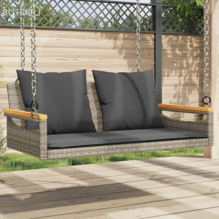 vidaXL szürke polyrattan hintapad párnákkal 109 x 62 x 40 cm