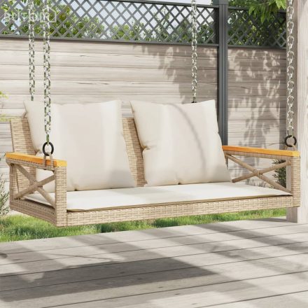 vidaXL bézs polyrattan hintapad párnákkal 109 x 62 x 40 cm