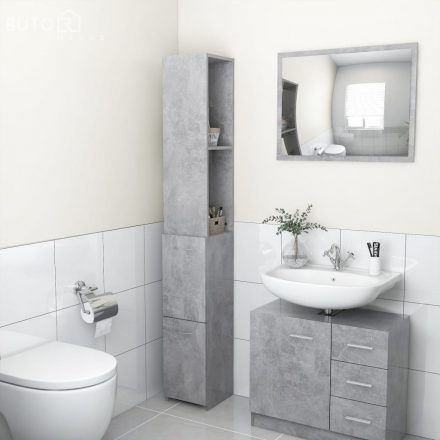 vidaXL betonszürke szerelt fa fürdőszobaszekrény 25x26,5x170 cm