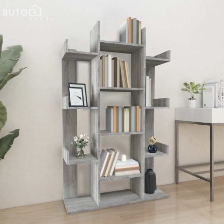 vidaXL szürke sonoma színű szerelt fa könyvszekrény 86 x 25,5 x 140 cm